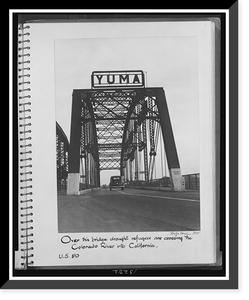 Antique Scenic Print - Over this bridge drought refugees, 1935