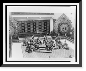 Musicians in special costumes play the koto and other instruments in the music chamber of the Imperial Palace in Tokyo, Japan, Antique Wall Art