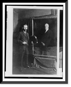 E. Hodgson Smart, the prominent English painter, and his canvas of President Harding which he has just completed, Antique Print