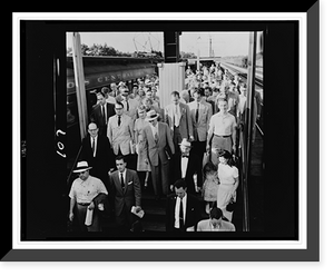 Commuters on platform after getting off train, Park Forest, Illinois.Sandberg. Classic, Antique Poster