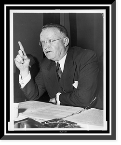 Fred A. Hartley, Jr., half-length portrait, facing front, testifying before the House Labor Committee about changes in the Taft-Hartley Act, Historic Print