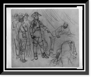 Officer pointing to man in bed in a tent, Antique Wall Art