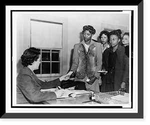 African American women presenting papers to a clerk, probably WAACs about to begin training, Antique Wall Art