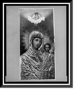 Painting of madonna and child called The Lady of Kazan" in Russian cathedral", Antique Poster