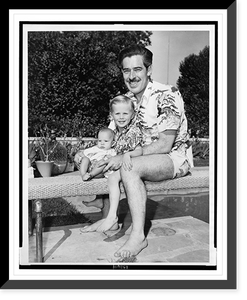 William Robson, full-length portrait, seated, holding sons Chris and Tony, Vintage Wall Art