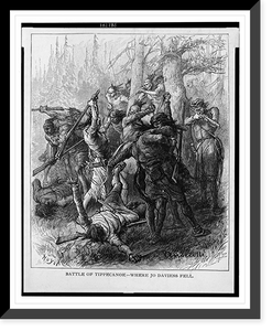 Historic Framed Print, Battle of Tippecanoe - where Jo Daviess fell.Huyot ; Andriotti(?).,  17-7/8" x 21-7/8"