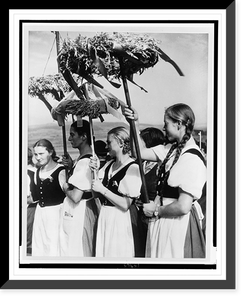 Historic Framed Print, [German women wearing traditional regional dress during the 1935 Erntedankfest (harvest thanksgiving festival)],  17-7/8" x 21-7/8"