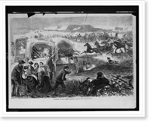 Vintage Americana Print - Pilgrims on the plains.sketched by Theo