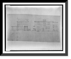 Historic Framed Print, [Row houses (six houses") for Middaugh & Shannon,  Connecticut Avenue and Garfield Street,  N.W.,  Washington,  D.C. Front and side elevations]",  17-7/8" x 21-7/8"