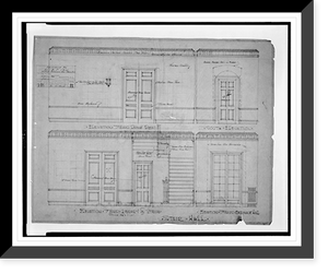 Historic Framed Print, [House (residence") for B.F. Saul,  23rd Street and Wyoming Avenue,  N.W. (lots 35 and 36,  square 2528),  Washington,  D.C. Elevations toward living room and library]",  17-7/8" x 21-7/8"