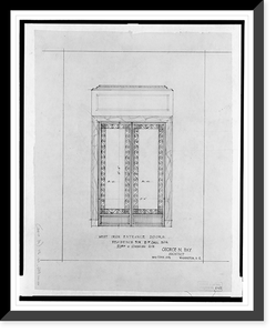 Historic Framed Print, [House (residence") for B.F. Saul,  23rd Street and Wyoming Avenue,  N.W. (lots 35 and 36,  square 2528),  Washington,  D.C. Wrought iron entrance doors]",  17-7/8" x 21-7/8"