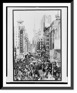 Historic Framed Print, [Crowds in Shanghai commercial district],  17-7/8" x 21-7/8"