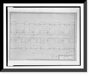 Historic Framed Print, [Apartment house (The Promenade") for Landow & Company,  4710 Bethesda Avenue,  Bethesda,  Maryland. Partial plan of typical floor]" - 5,  17-7/8" x 21-7/8"