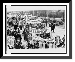 Historic Framed Print, Marchers for Allende,  17-7/8" x 21-7/8"