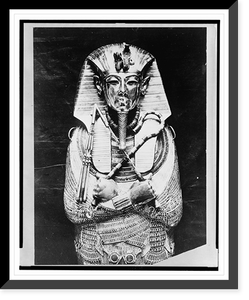 Historic Framed Print, [Gold death mask and coffin of King Tutankhamen],  17-7/8" x 21-7/8"