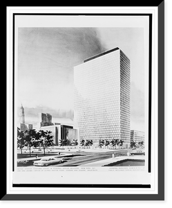 Historic Framed Print, [Government buildings (United States Customs Court and Federal Office Building"),  Federal Plaza,  Lafayette Street and Duane Street,  New York,  New York. Perspective]" - 2,  17-7/8" x 21-7/8"