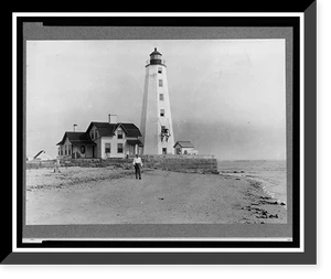 Historic Framed Print, Connecticut. Old Saybrook, Lynde Point lighthouse,  17-7/8" x 21-7/8"