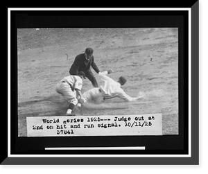 Historic Framed Print, [Joe Judge, of the Washington Nationals, called out at 2nd base on a hit-and-run play during the 1925 World Series between the Washington and the Pittsburgh Pirates],  17-7/8" x 21-7/8"