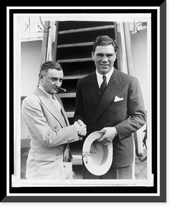 Historic Framed Print, Max Schmeling, world's heavyweight boxing champion, and his manager, Joe Jacobs, photographed on board the S.S. New York in New York City ...,  17-7/8" x 21-7/8"