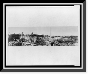 Historic Framed Print, [Panoramic view of the construction site and equipment during the building of Union Station, Washington, D.C.],  17-7/8" x 21-7/8"
