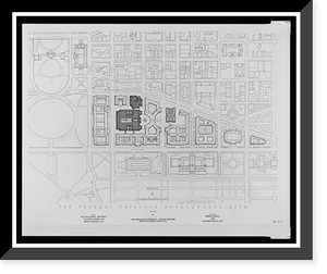 Historic Framed Print, [Mixed use complex (Federal Triangle Development") for Triangle Partners,  14th Street and Pennsylvania Avenue,  Washington,  D.C. Site plan]",  17-7/8" x 21-7/8"
