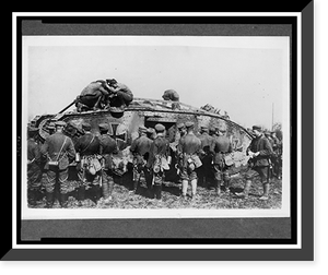 Historic Framed Print, [German soldiers standing around a German tank as other soldiers work on the tank],  17-7/8" x 21-7/8"