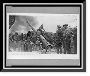 Historic Framed Print, A British heavy gun in action,  17-7/8" x 21-7/8"