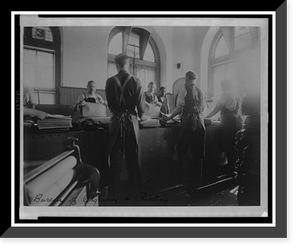 Historic Framed Print, [Workers wetting sheets prior to printing paper money at the Bureau of Engraving & Printing],  17-7/8" x 21-7/8"