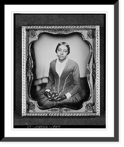 Historic Framed Print, [Unidentified woman, probably a member of the Urias McGill family, three-quarter length portrait, facing front, holding daguerreotype case],  17-7/8" x 21-7/8"