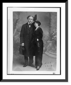 Historic Framed Print, [Harry and Beatrice Houdini in Nice, France, full-length portrait, standing, facing front],  17-7/8" x 21-7/8"