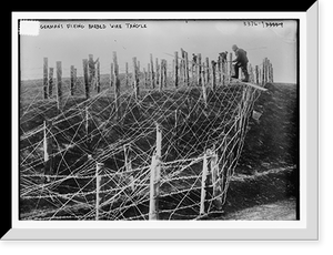 Historic Framed Print, Gers. Fixing barbed wire tangle,  17-7/8" x 21-7/8"