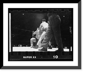 Historic Framed Print, [A wrestler holding Gorgeous George by the chin and back of the head, executing a maneuver during a wrestling match],  17-7/8" x 21-7/8"