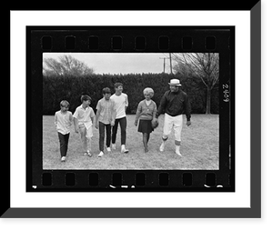 Historic Framed Print, [New York Yankee baseball player Mickey Mantle outdoors with wife Merlyn and sons Mickey, Jr., Danny, David and Billy].Thomas R. Koeniges.,  17-7/8" x 21-7/8"