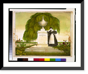 Black & White Photo - Woman mourning by tomb with inscription, 1825