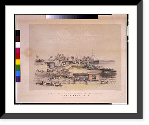 Historic Framed Print, View of the U.S. mail steamship company's premises, Aspinwall, N.G..Parsons lith. - 2,  17-7/8" x 21-7/8"