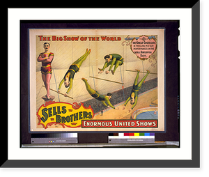 Historic Framed Print, Sells Brothers enormous united shows.. The great Costellos. on the aerial horizontal bars - 2,  17-7/8" x 21-7/8"