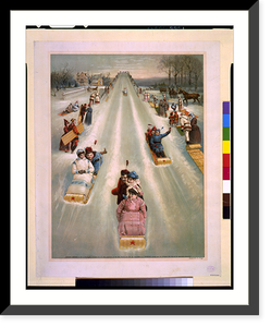 Historic Framed Print, [Advertisement for Star toboggans, showing people sledding in daylight].Phoenix Litho. Co., Chicago.,  17-7/8" x 21-7/8"