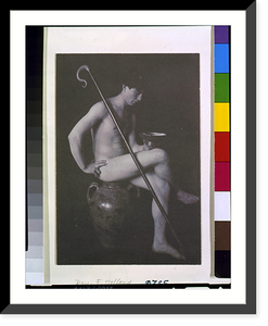 Historic Framed Print, [Nude man in studio with shepherd's crook, seated on urn] - 2,  17-7/8" x 21-7/8"