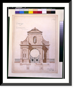A gateway, and color wheel. Gateway elevation and plan, Historic Print