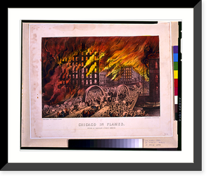Historic Framed Print, Chicago in flames: Scene at Randolph Street Bridge - 4,  17-7/8" x 21-7/8"