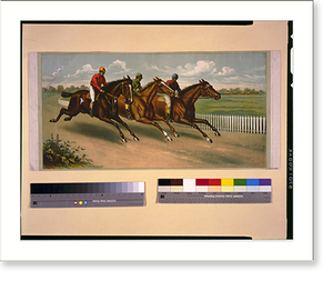 Antique Sporting Print - Three men on horseback racing