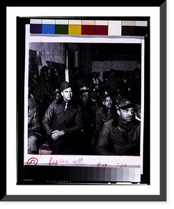 Black fighter pilot series. Colonel Benjamin O. Davis seated with pilots at briefing in Italy Classic, Historic Reproduction