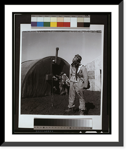 Black fighter pilot series. pilot with parachute room in background, Ramitelli, Italy, Antique Wall Art