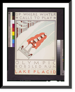 Up where winter calls to play Olympic bobsled run Lake Placid.J. Rivolta. - 3, Vintage Wall Art