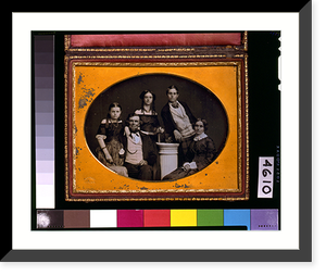 Benjamin family group portrait, posed around a column - 3, Historic Print