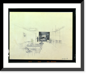 Perspective sketch of Herman Miller showroom interior with Eames furniture, Historic Print