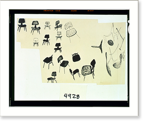Historic Photo Print - Plywood chairs, sketches of various views