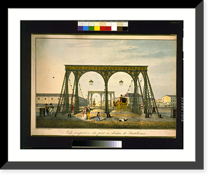 Vue perspective du pont en chaines de Panteleimon.dessin&eacute; sur la pierre par Beggrow ; lith des Voies de Communication ; par C. sic Traitteur. - 2, Vintage Wall Art