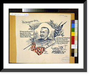 Adm. George Dewey, head-and-shoulders portrait, facing left, in uniform, with patriotic border of U.S. flag, poem by Eugene F. Ware, and vignette of eagle pulling warship - 2 Classic Wall Art Pri