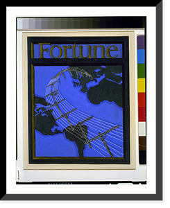 Cover proposal for Fortune magazine showing telephone lines spanning the globe, Vintage Print